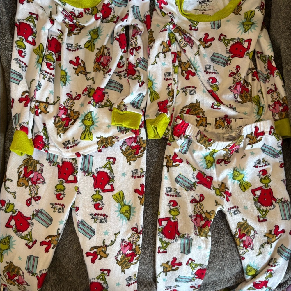 Kids Pajamas with Fun Characters - Red and Green